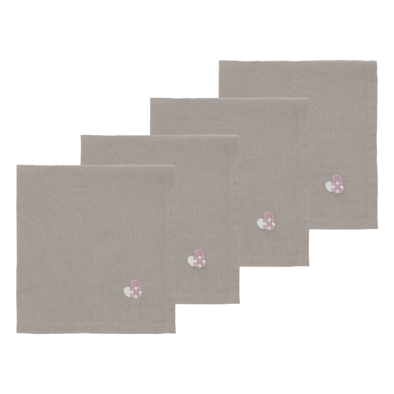 Christmas Hearts Embroidery Stofservietter 4 stk.