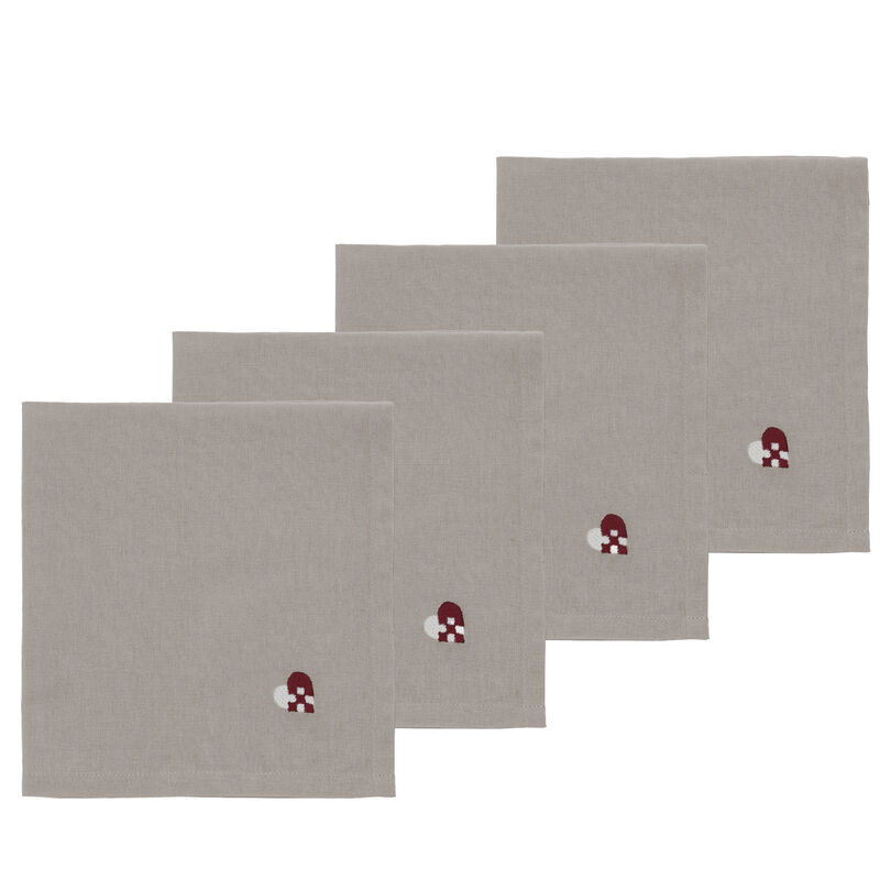 Christmas Hearts Embroidery Stofservietter 4 stk. Christmas Hearts Embroidery Stofservietter 4 stk.