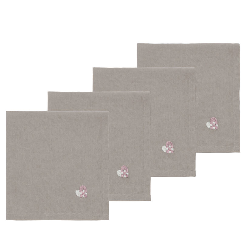 Christmas Hearts Embroidery Stofservietter 4 stk. Christmas Hearts Embroidery Stofservietter 4 stk.