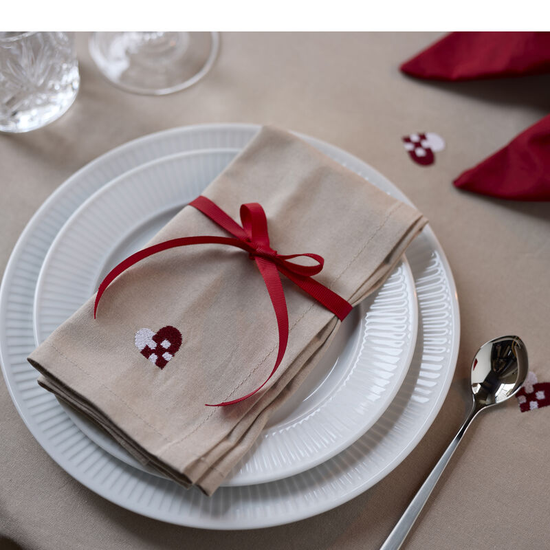 Christmas Hearts Embroidery Stofservietter 4 stk.