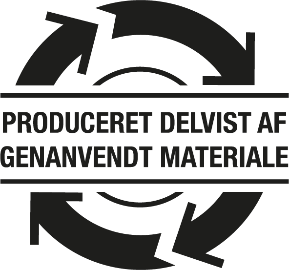 Produceret delvist af genanvendt materiale